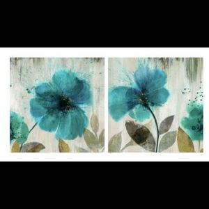 'Teal Splash' 2 Piece Print Set on Wrapped Canvas